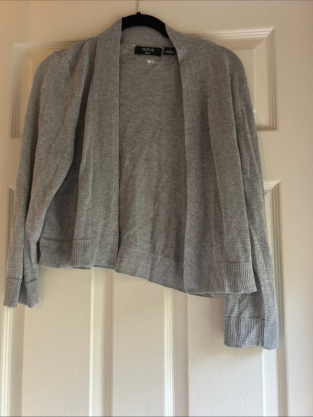 Verve Silver Shimmer Open-Front Cardigan